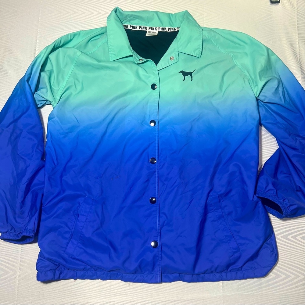 Pink | Sea Green and Blue Gradient Button Up Jacket // M